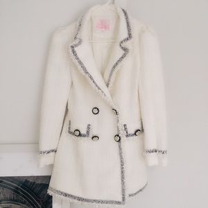 Bouclé Tweed Blazer white coat NWT